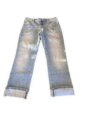 Inc Denim Skinny Leg Regular Fit Crop Jeweled Jeans Size 8